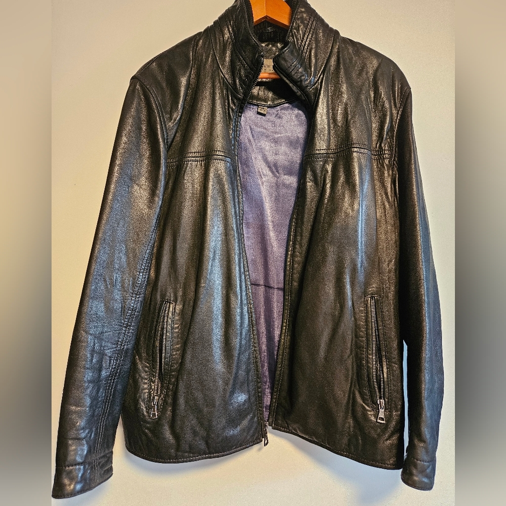 Marc New York Black Leather Jacket Sz M Medium